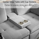 70" Queen Size Sofa Bed for Living Room – Pull-Out Sleeper Sofa Couch with Cup Holder, Phone Holder, USB Charging Port, Solid Wood Frame, Easy Assembly, Space-Saving Design for Small Apartments by CozyNest Decor