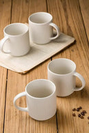 famiware Coffee Mug Set for 4, Star 12 oz Catering Mugs Cup Set with Handle for Coffee, Tea, Cocoa, Milk - Ceramic Stoneware Drinkware Set, Matte White by CozyNest Decor