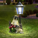 Solar Garden Country Farm Pug Dogs with Light, Outside-Outdoor Decorations Animal Statue for Patio Yard Lawn Walkway Ornaments Clearance Gifts for Mom Grandma Birthday by GreenHaven Gardens