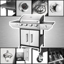 4-Burner Propane Gas BBQ Grill with Side Burner, Barbecue Gas Grill with Enameled Cast Iron Grates for Outdoor Patio Garden Barbecue, 53,000 BTU, Stainless Steel Grill Cover included by GreenHaven Gardens
