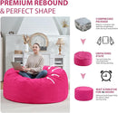 4FT Bean Bag Chair, Large Bean Bag Chairs with Memory Foam Filled, Fluffy Beanbag Sofa with Dutch Velvet Cover, Round BeanBag Chairs for Living Room, Playroom - Pink by TinyTreasures Baby Boutique
