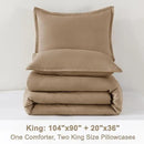 Litanika Taupe Comforter Set King Size, 3 Pieces Solid Bedding Comforter Set, All Season Fluffy Bed Set (104x90In Comforter & 2 Pillowcases) by CozyNest Decor