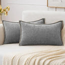 MIULEE Pack of 2 Couch Throw Pillow Covers 12x20 Inch Dark Gray Farmhouse Decorative Pillow Covers with Stitched Edge Soft Chenille Solid Dyed Spring Pillow Covers for Sofa Bed Living Room by CozyNest Decor