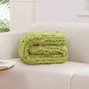 WESHIONGOO Chunky Knit Blanket Throw Knitted Throw Blankets for Couch Bed Fluffy Soft Blanket with Jumbo Chenille Yarn Thick 100% Handmade (Lime Green, 40"×40") by CozyNest Decor