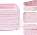 Small Storage Baskets for Organizing | Closet Organizer Bins | Shelf Toy Basket | Woven Rope Baskets | Cube Decorative Box | Shallow Basket | 11.5x7.5x4.7” | 3 Packs Pink by GreenHaven Gardens
