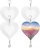 Sublimation Wind Spinner Blanks 8 Inch 4 Pack Wind Spinners Sublimation Blanks with Crystal Pendant Aluminum Metal Wind Spinners for Yard Garden Indoor Outdoor Window Porch Decoration（Heart by GreenHaven Gardens