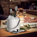 Insulated Ice Bucket with Silicone Lid, Scoop, Tongs & Strainer, 3L Stainless Steel Double Wall Ice Buckets for Parties & Cocktail Bar, Champagne Ice Bucket with Lid for Freezer, Ivory by CozyNest Decor