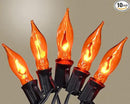 Halloween Lights Flickering Flame String Lights with 12 Pack C7 Orange Flame Light Bulbs (2 Spare), 12.8Ft Orange Flame String Lights for Indoor Outdoor Home Party Yard Halloween Decorations by GreenHaven Gardens