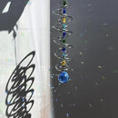 FONMY Gazing Ball Spiral Tail -Decorative Wind Spinner Sun Catcher Rainbow Maker Double-Spiral W/Sea Blue Crystal Ball and Chain Crystals for Indoor Outdoor Garden Decoration -14 inch Height by GreenHaven Gardens