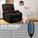 Rocking Recliner Chair, Massage Rocker Recliner Chair with Vibration Massage and Heat, USB and Type-C Ports,360° Swivel Faux Leather Chairs, Living Room, Bedroom, Nursery, RV, Brown by TinyTreasures Baby Boutique