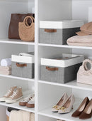 StorageWorks Storage Baskets for Shelves, Foldable Fabric Closet Storage Bins with Handles, Fabric Storage Bins Clothes Organizer, Gray and White, 3-Pack, Large by TinyTreasures Baby Boutique