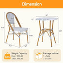 3 Piece French Wicker Bistro Set, Patio Bistro Set with Table and 2 Dining Chairs, All Weather ‎Outdoor ‎Bistro Set with Aluminum Frame, Outdoor Patio Set for Patio Porch Cafes Yard, Navy and White by GreenHaven Gardens