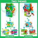 Baby Soft Cloth Crinkle Books Early Education Interactive Stroller Car Seat Sensory Toys with Tails Newborn Development Gifts for 0-6 Months Infants Toddler Baby Boys Girls(Jungle & Farm) by TinyTreasures Baby Boutique
