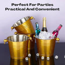 Amyhill 8 Pack Stainless Steel Ice Bucket 5.3 Quart/ 5 Liter with Handle Large Insulated Champagne Buckets Beer Bucket for Cocktail Bar Wine Parties Chilling Wine Champagne Home(Gold) by CozyNest Decor