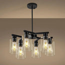 6-Light Black Modern Farmhouse Chandelier for Dining Room Ceiling Light Fixture with Clear Glass Shades, Adjustable Hanging Industrial Pendant Lighting for Living Room Kitchen Island Bedroom Entryway by CozyNest Decor