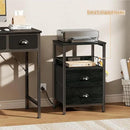 Furologee Nightstand Set of 2, Black Oak, with Charging Station and USB Ports, Side Tables with 2 Fabric Drawers, Bedside Tables with Storage Shelf & Hooks, for Living Room/Bedroom by CozyNest Decor