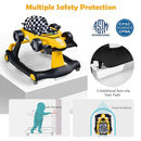 HONEY JOY 4-in-1 Baby Walker, Activity Push Walker w/3 Adjustable Heights, Smooth Wheels w/Adjustable Speed, Padded Seat, Music & Light, Foldable Car Walker for Baby Boys Girls Age 6 Months+ (Yellow) by TinyTreasures Baby Boutique