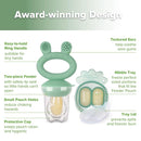 Haakaa Baby Fruit Food Feeder & Mini Freezer Nibble Tray Combo, Breastmilk Popsicle Molds for Cooling Relief, BPA Free Silicone Feeder for Safe Infant Self Feeding, 4 Month+ (Pea Green) by TinyTreasures Baby Boutique