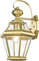 Livex Lighting 2161-02 Outdoor Wall Lantern with Clear Beveled Glass Shades, Polished Brass by GreenHaven Gardens