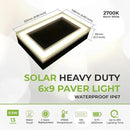 LUMENGY Solar Paver Light 6×9 inch, 2700K, Up to 20 Hours Continuous Lighting, Stainless Steel, Thick Glass, Glare-Free Illumination for Driveways, Pathways & Garden, Waterproof & Drive-Over Rated by CozyNest Decor