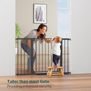 Cumbor 36" Extra Tall Baby Gate for Stairs, 29.7-48" Wide Dog Gates for Doorways, Auto Close Safety Gate for Babies and Pets, Easy Install, Pressure Mounted, Fits Doorways, Stairs, Entryways, Black by TinyTreasures Baby Boutique
