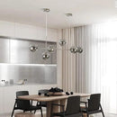 KCO Modern 6-Light Ceiling Pendant Lighting Mid-Century Glass Globes Sputnik Pendant Lamp Hanging Adjustable Chandelier for Kitchen Island Living Dining Room (Silver+Smoke Grey) by CozyNest Decor