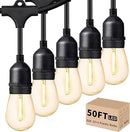 Svater Outdoor Led String Lights 50FT, Patio Lights with 16pcs S14 Shatterproof Bulbs, 1 Watt E26 Dimmable 2700K Warm White, IP65 Waterproof, Commercial Grade Light by GreenHaven Gardens
