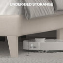 King Size Bed Frame with LED Lights, Upholstered Bed Frame with Wingback Diamond Tufted Headboard, Wood Slats Support, Noise-Free, Easy Assembly, No Box Spring Needed, Beige by CozyNest Decor