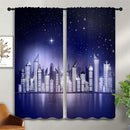 City Rod Pocket Blackout Curtains for Boy Girl Bedroom, New York Skyline Modern City Starry Sky Night View Thermal Insulated Home Window Drapes for Living Room Darkening, 42x45 inch by TinyTreasures Baby Boutique