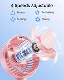 SWEETFULL Portable Stroller Fan with Display 4000mAh Battery Powered Mini Clip On Fan, 4-Speed Rechargeable Small Personal Cooling for Baby Car Seat Crib Travel - Pink by TinyTreasures Baby Boutique