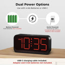 Battery Operated Digital Clock: Cordless Small Alarm Clock for Bedroom Travel - Large Numbers 4 Dimmers for All Ages Red Digits by TinyTreasures Baby Boutique