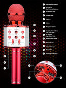 BlueFire 4 in 1 Karaoke Wireless Microphone with LED Lights, Portable Microphone for Kids, Great Gifts Toys for Kids, Girls, Boys and Adults (Red) by TinyTreasures Baby Boutique