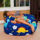 Posh Creations Bean Bag Chair for Kids, Teens, and Adults Includes Removable and Machine Washable Cover, Canvas Dinos on Blue, 38in - Large by TinyTreasures Baby Boutique