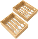 Bamboo Drawer Organizer, 2PCS Stackable Storage Boxes for Utensil Organizer, Wood Tray for kitchen, Bathroom and Bedroom 9" x 6" x 2" by CozyNest Decor