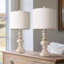 BOBOMOMO 20" Retro Table Lamps Set of 2 - Farmhouse Lamp for Living Room with Linen Shades, Rustic Bedside Nightstand Lamps, Resin Lamps for Bedroom Nursery Room Hallway - Ideal for Compact Spaces by CozyNest Decor