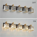 Modern Bathroom Vanity Light 5-Lights Black Gold Crystal Wall Lamp Bathroom Modern Crystal Vanity Lighting by CozyNest Decor