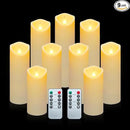 Aignis 9pcs Flameless LED Candles Battery Operated with 10-Key Remote & Timer, Indoor Heat Resistant, 3D Wick with Warm Flickering Glow for Cozy Home/Wedding/Holiday Décor (D 2.2" x H 5"/6"/7") by CozyNest Decor