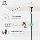 JEAREY 6.5x10 ft Rectangular Patio Umbrellas Outdoor Market Umbrella with Push Button Tilt and Crank, Rectangle Table Umbrella 6 Sturdy Ribs UV Protection for Pool Garden Backyard Deck, Cream-White by GreenHaven Gardens