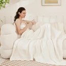 EMME Cotton Blanket Queen Size for Bed Soft Large Muslin Bed Bedspread 90"x90" Lightweight Breathable White Blanket All Season Gauze, White by CozyNest Decor