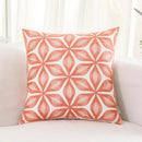 HWY 50 Coral Pink Decorative Throw Pillow Covers 18x18 Inch (1 Piece), Embroidered Cotton Farmhouse Cushion Cover Pillow Case for Sofa Couch Living Room Bed, Fashion Geometric by CozyNest Decor
