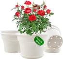 16 inch Plastic-Flower-Pot-for-Indoor-Plants, 4 Pack Large Outdoor Planter Pot with Drainage Holes & Saucers, Resin Decorative Garden Pots Planters by CozyNest Decor