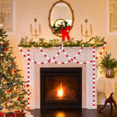 Jishi 3-Pack Pom Pom Garland Red and White Felt Ball Ornament Garland Christmas Decorations, Cute Pompom Strings for Christmas Tree Decor, Xmas Holiday Party, Birthday Banner - 6.6 Feet Long, 24 Balls by CozyNest Decor
