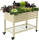 Rolling Elevated Raised Garden Bed-V Series, 2' x 4' Garden Beds with Legs & Storage Rack for Patio & Porch, 700 Lbs Weight Capacity, Outdoor Planter Box for Vegetables Flower Herbs, Pearl White by GreenHaven Gardens