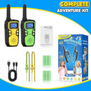 Wishouse Walkie Talkies for Kids Rechargeable Long Range,Xmas Birthday Gift for 4 5 6 7 8 9 Year Old Boy Girl,Hiking Gear Camping Games Cool Toys with NOAA,SOS Siren,Lamp,Lanyards,2 Pack Yellow Green by TinyTreasures Baby Boutique