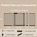 WAOWAO Baby Gate 62.20-71.26" Extra Wide Pressure Mounted Walk Through Swing Auto Close Safety Black Metal Toddler Kids Child Dog Pet Puppy for Stairs,Doorways,Kitchen by TinyTreasures Baby Boutique