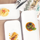Serving Platters Set of 4, Rectangular Serving Plates, Serving Trays for Entertaining Party, Microwave,Oven,Dishwasher Safe,Kitchen Dinnerware, White 12.4 Inch by CozyNest Decor