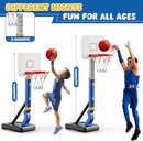 Toddler Basketball Hoop, Adjustable Height 2.3-4.5ft Baby Basketball Goal Set with 4 Balls & Pump, Backyard Poolside Basketball Toy for Boys & Girls Birthday Gift, Blue by TinyTreasures Baby Boutique