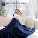 Sealy Electric Blanket Throw Size 50"*60",Super Cozy Flannel to Sherpa Reversible Heated Blanket Throw with 6 Heating Levels & 2-10 Hours Auto Off Overheating Protection Machine Washable,Navy by CozyNest Decor