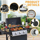 3-Burner Propane Gas Grill, 25,650 BTU Outdoor BBQ Grill with Stainless Steel Warming Rack, Enameled Cooking Grids, Built-in Thermometer & Foldable Side Tables - Portable Design with 6" Wheels by GreenHaven Gardens