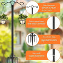 Double Shepherds Hook for Outdoor with 5 Prong Base 110 Inch Heavy Duty Two Sided Bird Feeder Pole for Hanging Lantern,Hummingbird Feeder,Lightweight Plant,Shepherds Hook for Bird Feeders for Outside by GreenHaven Gardens